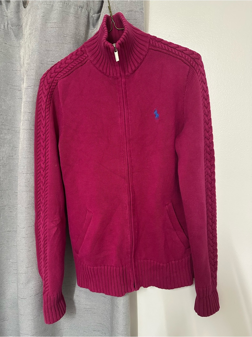 Ralph Lauren Sport Women's Fuchsia Zip-Up Turtleneck Sweater